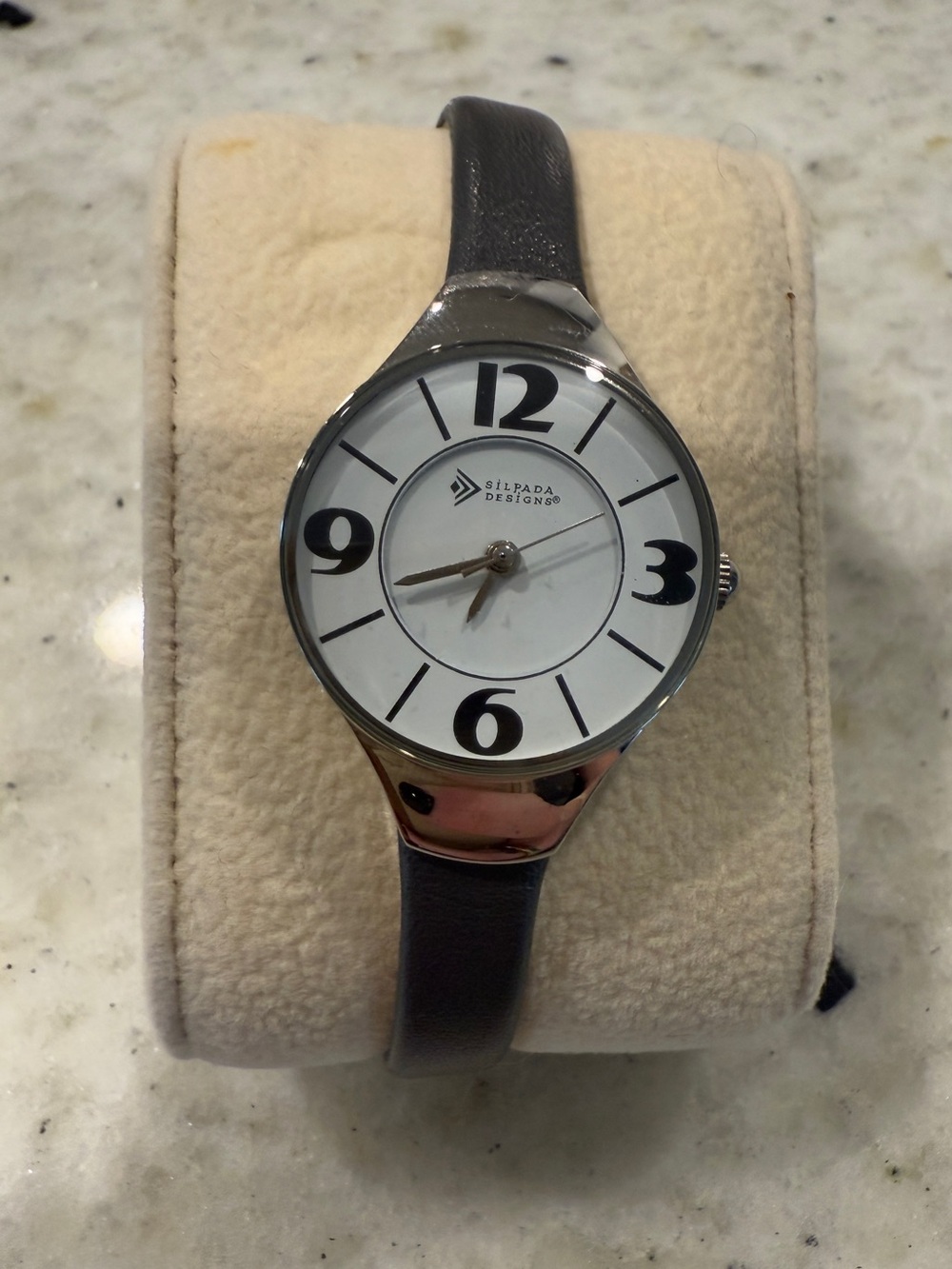 Women's Silas’s Black Leather Strap Watch - Black and Silver